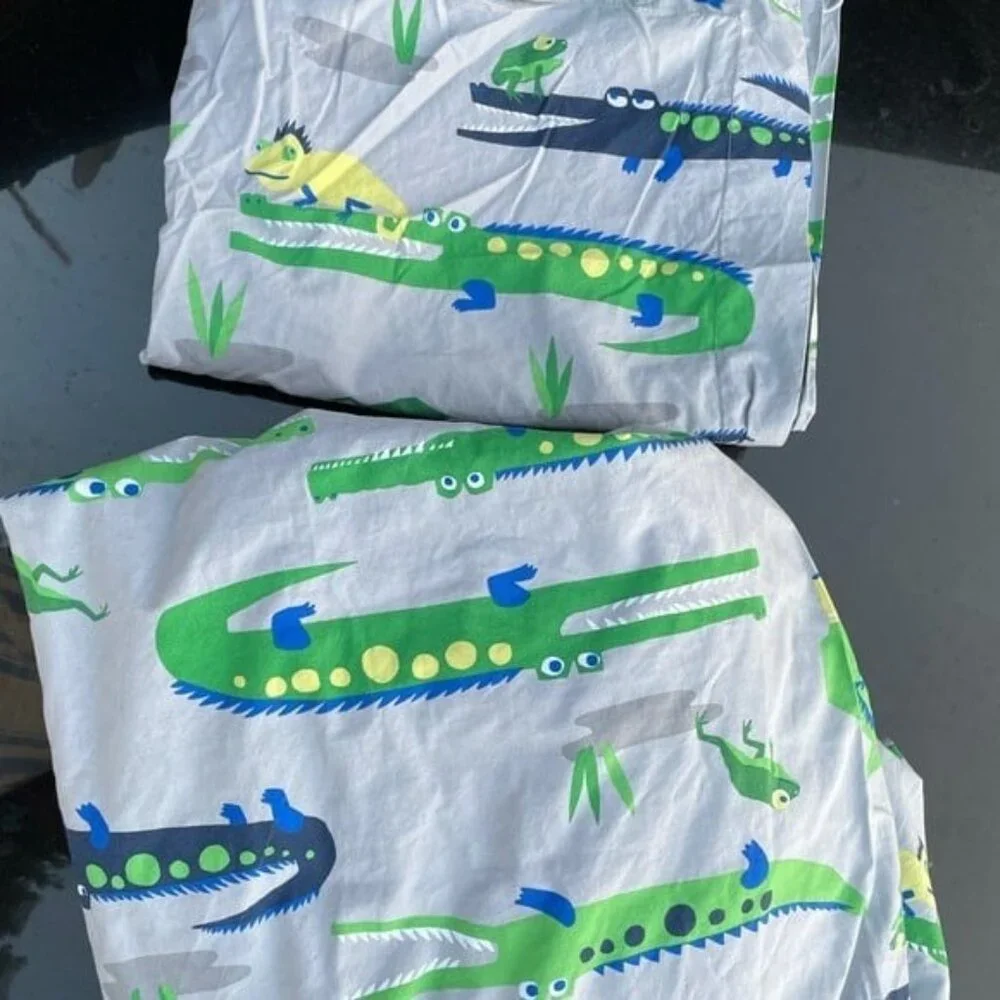 Pottery barn kids alligator twin duvet and pillow case